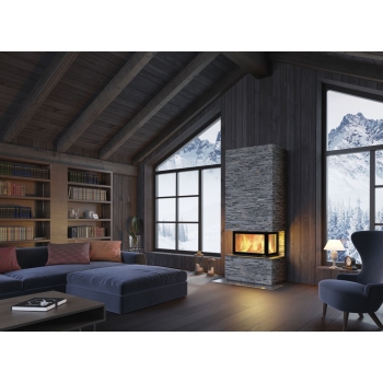 Kominek akumulacyjny Nordpeis DAVOS U High Kamień z 3 stron z wkładem N-29 U 3 szyby